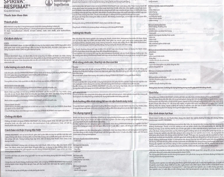 Bình xịt Spiriva Respimat Boehringer điều trị viêm phế quản mạn (60 liều)