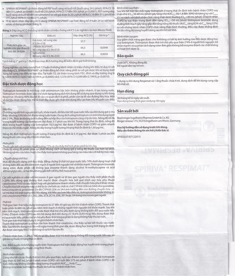 Bình xịt Spiriva Respimat Boehringer điều trị viêm phế quản mạn (60 liều)