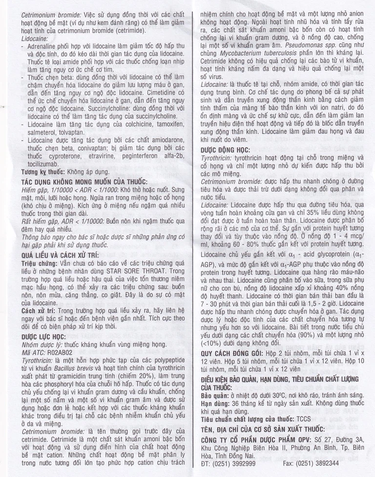 Viên ngậm Star Sore Throat OPV không đường điều trị đau họng, viêm họng (2 vỉ x 12 viên)
