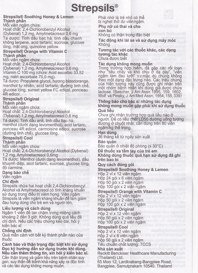 Viên ngậm Strepsils Orange with Vitamin C Reckitt Benckiser điều trị đau họng (2 vỉ x 12 viên)