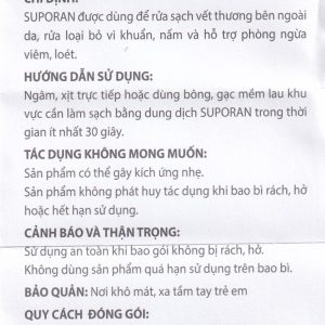 Dung dịch rửa vết thương Suporan 190ml CZ Pharma rửa sạch vết thương bên ngoài da