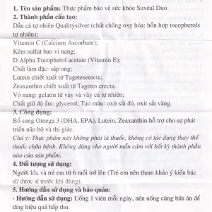 Viên uống Suvéal Duo Densmore Laboratoire bổ sung Omega 3, hỗ trợ cho sự phát triển não bộ và thị giác (2 vỉ x 15 viên)