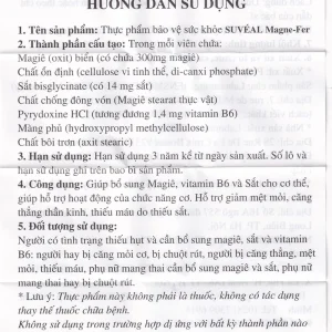 Viên uống Suvéal Magne-Fer Densmore bổ sung magie, vitamin B6 và sắt cho cơ thể (3 vỉ x 10 viên x 37g)