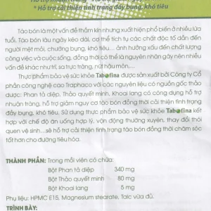 Viên uống Tabofina Traphaco hỗ trợ nhuận tràng, giảm nguy cơ táo bón (3 vỉ x 10 viên)
