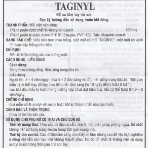 Thuốc Taginyl 500mg Thành Nam điều trị triệu chứng cơn chóng mặt (2 vỉ x 10 viên)