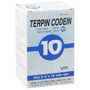 Thuốc Terpin Codein Vpc điều trị triệu chứng ho khan hoặc kích ứng (8 vỉ x 10 viên)