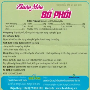 Dung dịch Thiên Môn Bổ Phổi Bình Đông giúp giảm ho, bổ phổi (280ml)