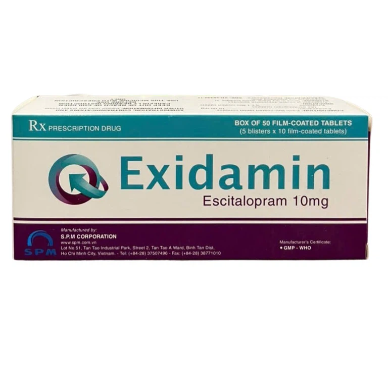 Thuốc Exidamin 10mg S.P.M điều trị các giai đoạn trầm cảm nặng (5 vỉ x 10 viên)