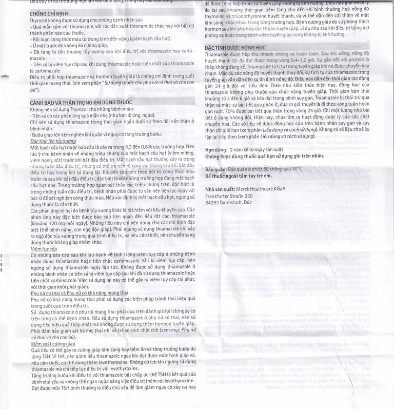 Thuốc Thyrozol 10mg Merck điều trị cường giáp (10 vỉ x 10 viên)