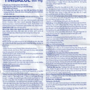 Thuốc Tinidazol 500mg Domesco dự phòng nhiễm khuẩn sau phẫu thuật (1 vỉ x 4 viên)