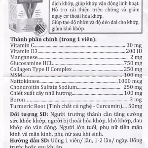 Viên nang cứng Triple Care Gold Vitamins For Life Hỗ trợ tăng tiết dịch khớp, giảm thoái hóa khớp (60 viên)