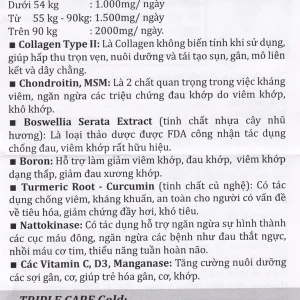 Viên nang cứng Triple Care Gold Vitamins For Life Hỗ trợ tăng tiết dịch khớp, giảm thoái hóa khớp (60 viên)