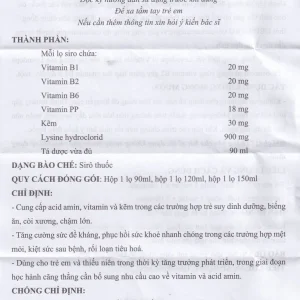 Siro Ubinutro Nam Hà bổ sung các acid amin, vitamin và kẽm (120ml)