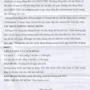 Siro Ubinutro Nam Hà bổ sung các acid amin, vitamin và kẽm (120ml)