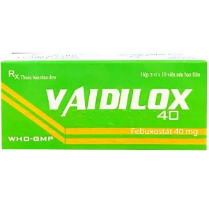 Thuốc Vaidilox 40m Armephaco điều trị tăng acid uric mạn tính (3 vỉ x 10 viên)