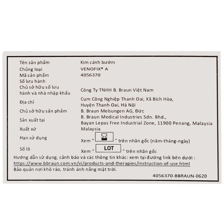 Kim cánh bướm Venofix A 25G 0.5 x 15mm B.Braun (50 cái)