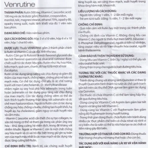 Thuốc Venrutine 500mg/100mg BRV điều trị bệnh trĩ, các chứng xuất huyết dưới da (3 vỉ x 10 viên)