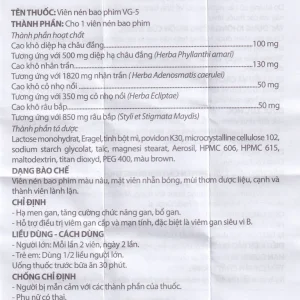 Thuốc VG-5 Danapha điều trị hạ men gan, viêm gan (40 viên)
