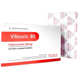 Thuốc Vilouric 80 Medisun điều trị gout do tăng acid uric huyết mạn tính (3 vỉ x 10 viên)