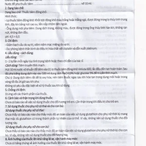 Thuốc tiêm Vinluta 600 Vinphaco giảm độc tính của xạ trị và hóa chất điều trị ung thư (1 lọ bột + 1 ống nước cất tiêm 10ml)