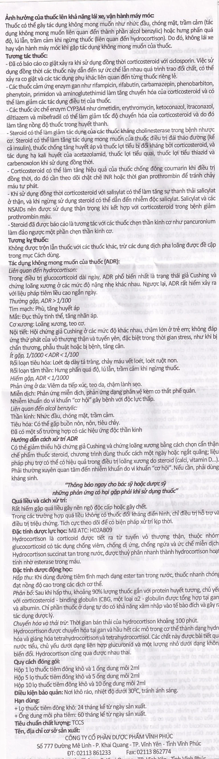 Thuốc tiêm Vinphason 100mg Vinphaco điều trị lupus ban đỏ hệ thống, hồng ban đa dạng nặng (1 lọ + 1 ống)