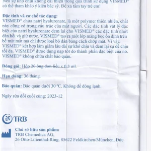 Dung dịch nhỏ mắt Vismed TRB Chemedica dùng cho khô mắt hoặc tổn thương bề mặt nhãn cầu (20 ống x 0.3 ml)