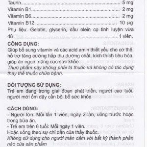 Viên uống Vitamin 3B Plus Meracine bổ sung vitamin B1, B6, B12, acid amin cho cơ thể (10 vỉ x 10 viên)