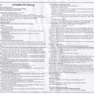 Thuốc Vitamin PP 500mg Mekophar điều trị bệnh pellagra (10 vỉ x 10 viên)
