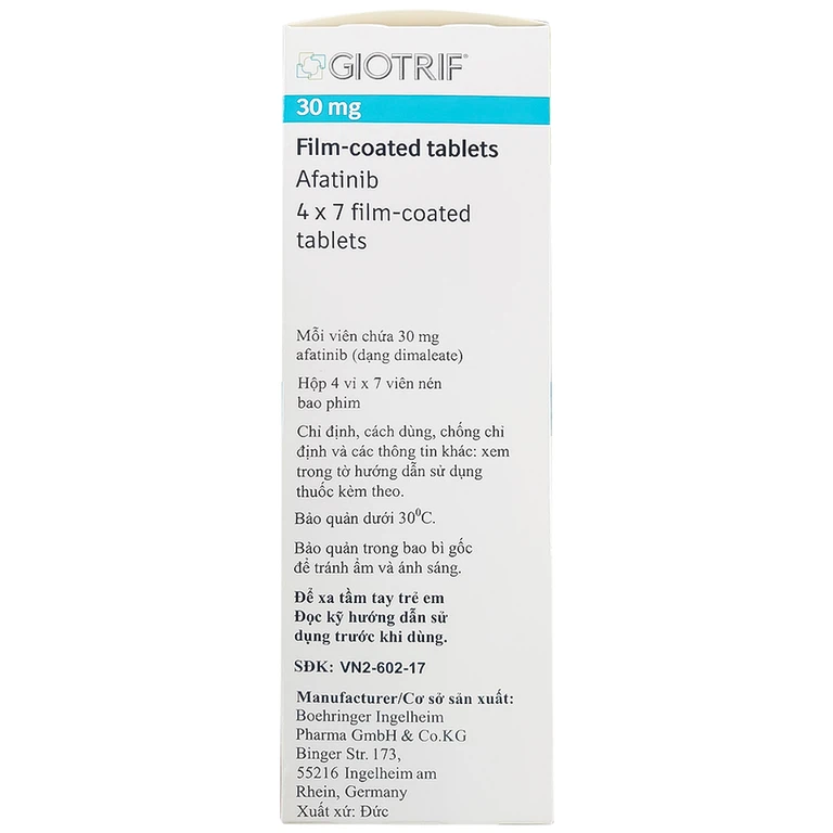 Thuốc Giotrif 30mg Boehringer điều trị ung thư phổi (4 vỉ x 7 viên)
