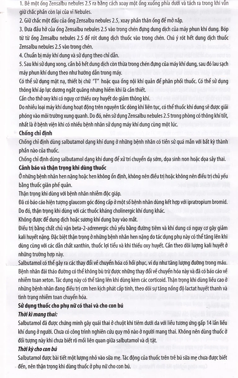 Thuốc Zensalbu 2.5mg CPC1HN kiểm soát co thắt phế quản mạn, điều trị hen nặng cấp tính (2 vỉ x 5 ống)