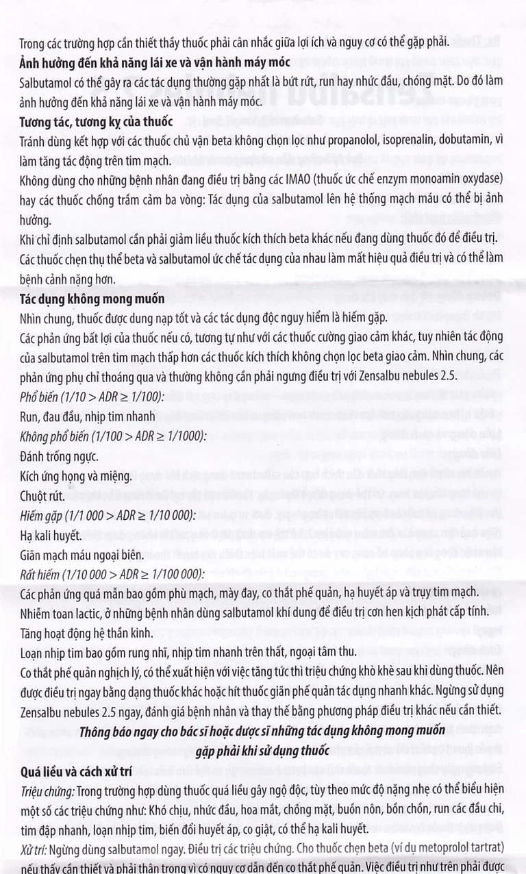 Thuốc Zensalbu 2.5mg CPC1HN kiểm soát co thắt phế quản mạn, điều trị hen nặng cấp tính (2 vỉ x 5 ống)