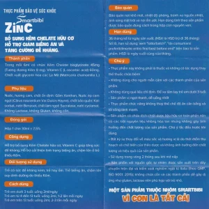 Siro Smartbibi Zinc GRICAR bổ sung kẽm, vitamin C giúp tăng sức đề kháng, cải thiện tình trạng biếng ăn (30ml)