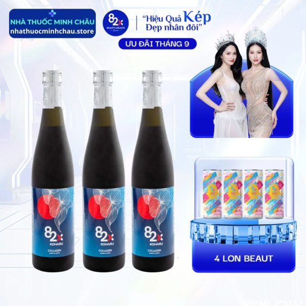 Combo 3 Chai Collagen Koharu 82X Nhật Bản (500ml/Chai) - Hỗ Trợ Đẹp Da, Chống Lão Hóa