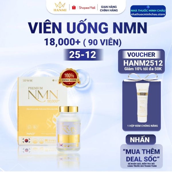 Viên Uống NMN 18000+ Kousa Hàn Quốc (Hộp 90 Viên) - Hỗ Trợ Trẻ Hóa Da & Sức Khỏe
