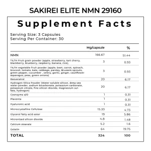 Viên Uống Sakirei Elite NMN 29160 Nhật Bản (Hộp 90 Viên) - Hỗ Trợ Chống Lão Hóa & Tăng Năng Lượng